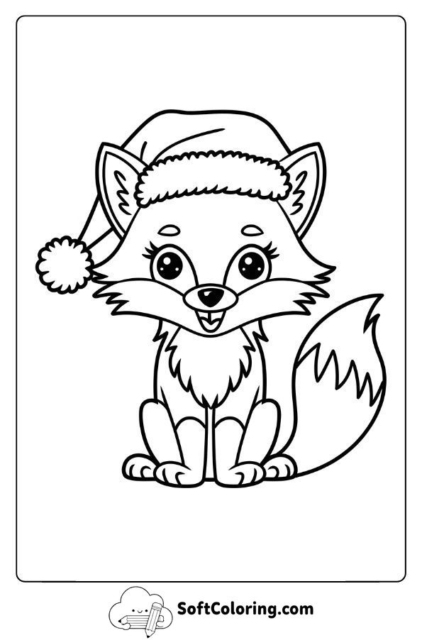 Christmas Fox with a Santa Hat
