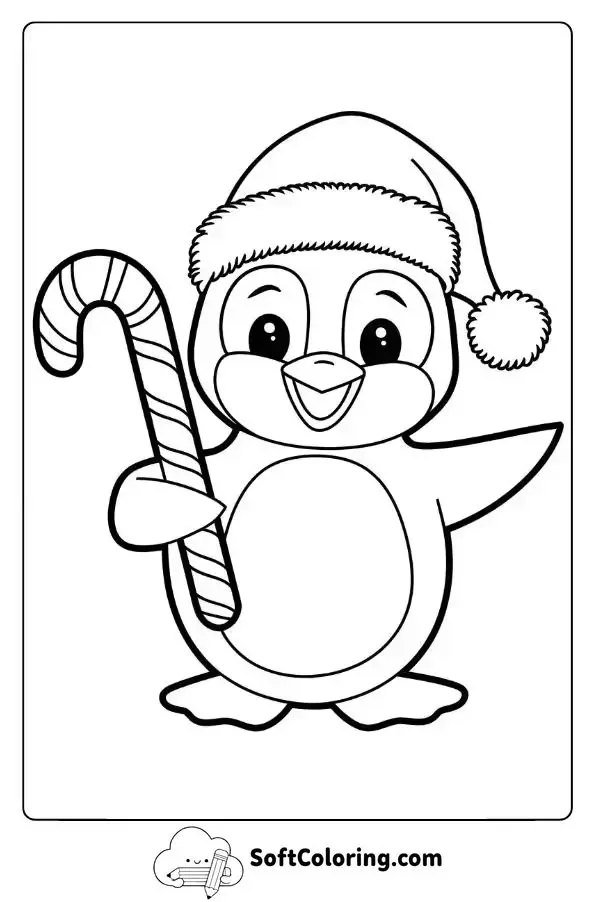 Christmas Penguin With A Candy Cane