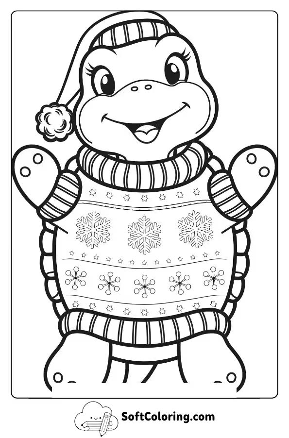 Christmas Turtle in a Cozy Sweater