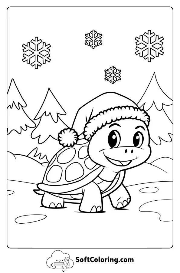 Christmas Turtle in a Snowy Wonderland