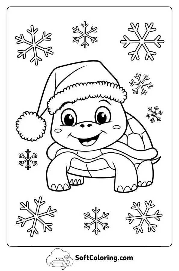 Christmas Turtle With Snowflakes