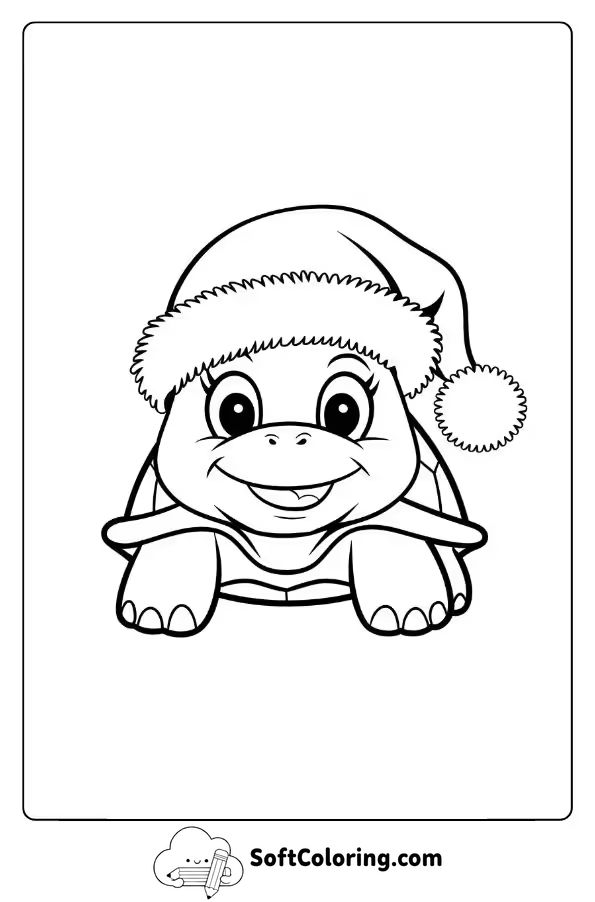 Christmas Turtle with a Santa Hat