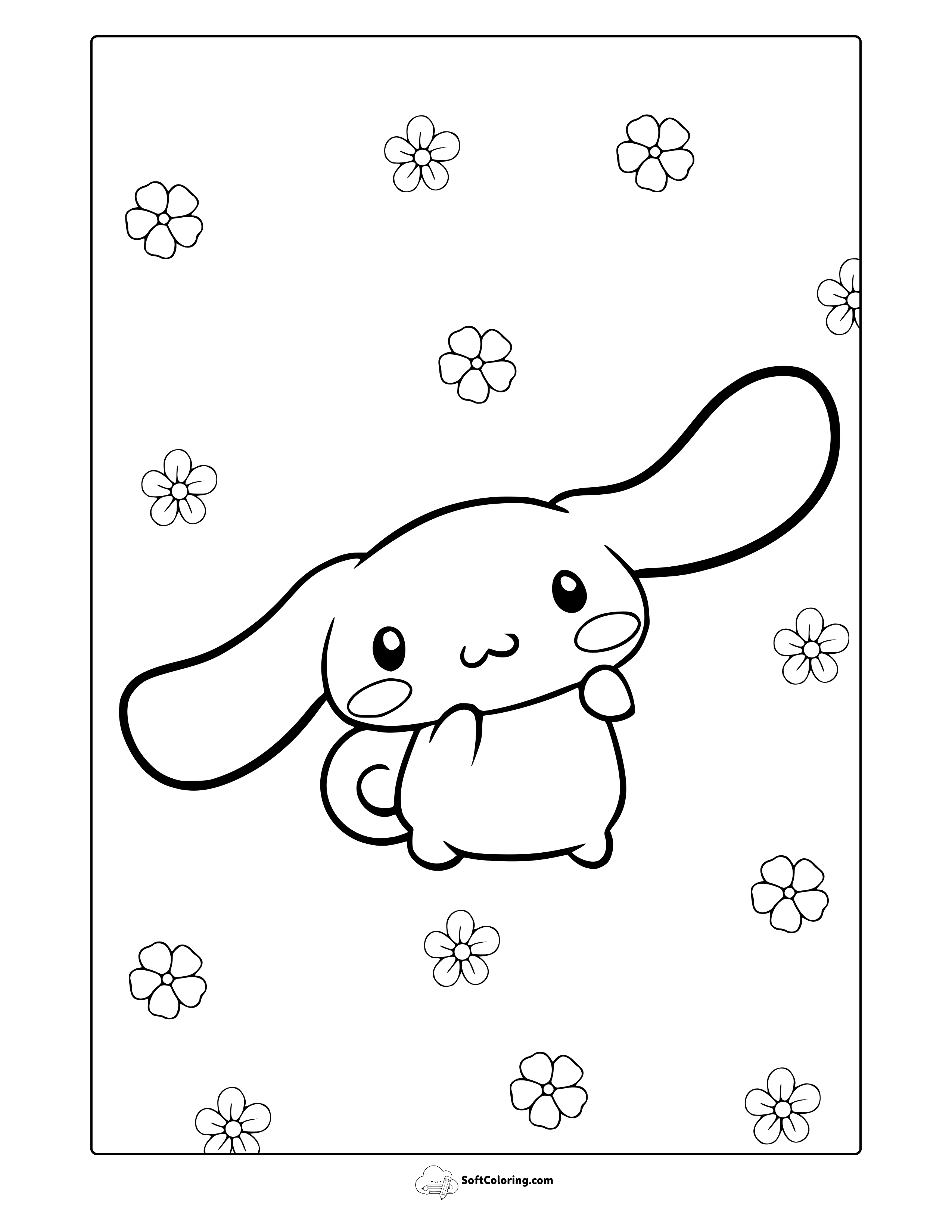 Cinnamon Roll Hello Kitty Coloring Page