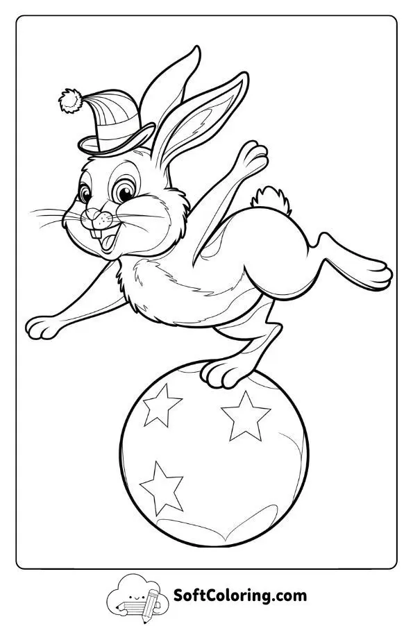 Circus Bunny Balancing On A Ball
