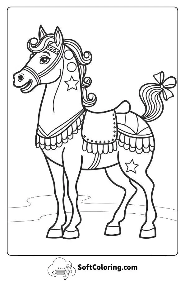 Circus Horse In A Colorful Costume