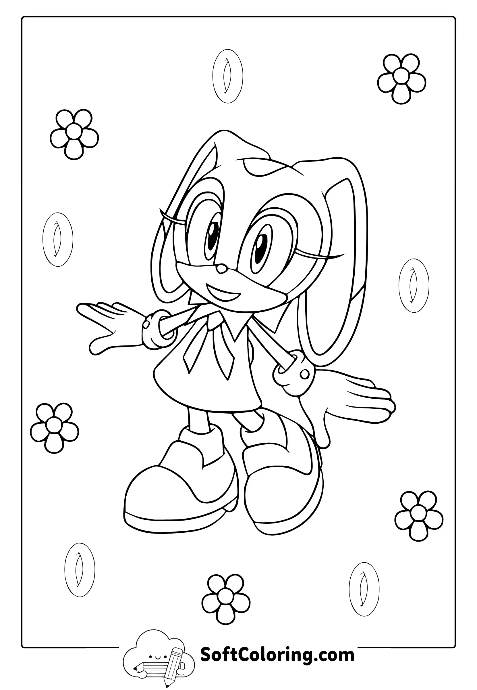 Cream The Rabbit From Sonic Coloring Page