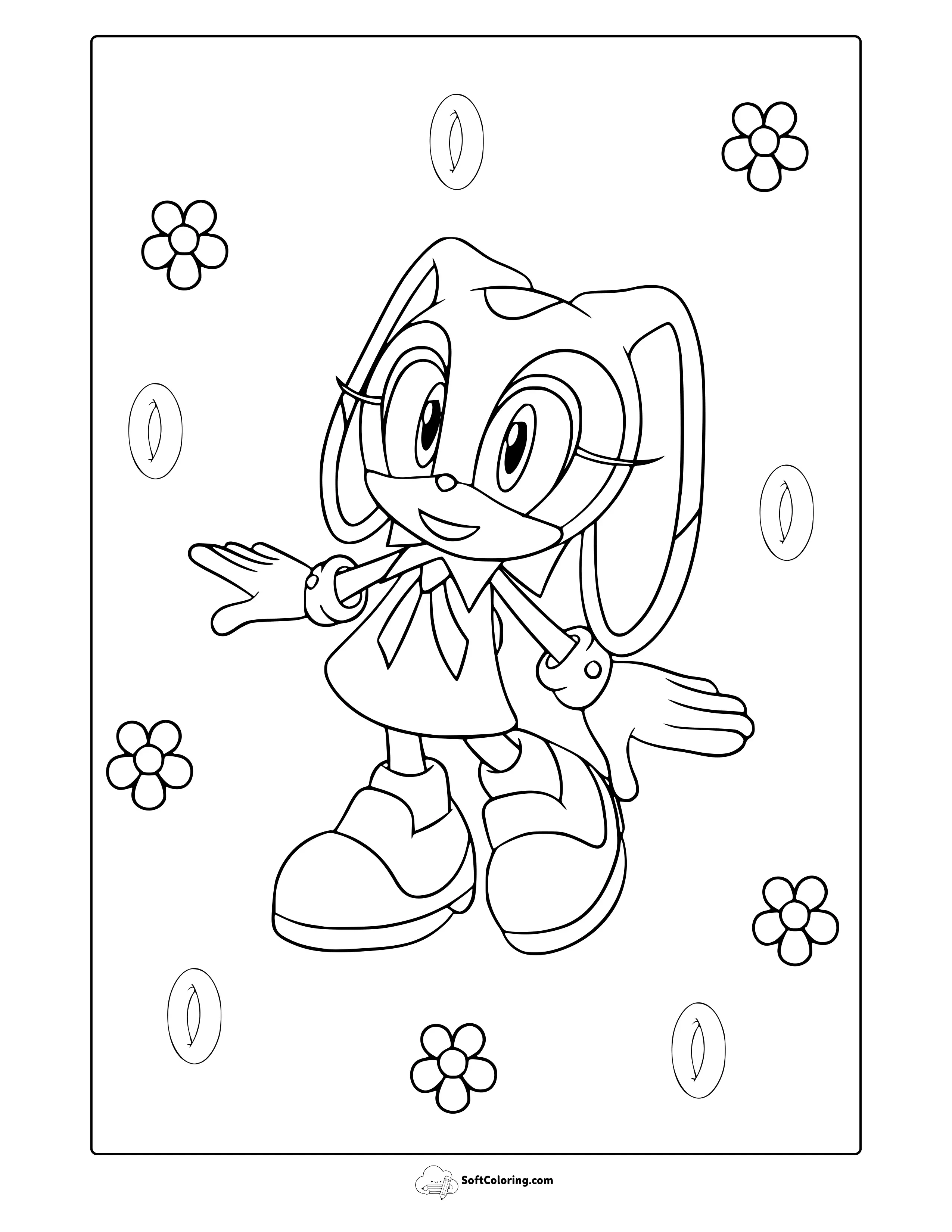 Cream The Rabbit From Sonic Coloring Page