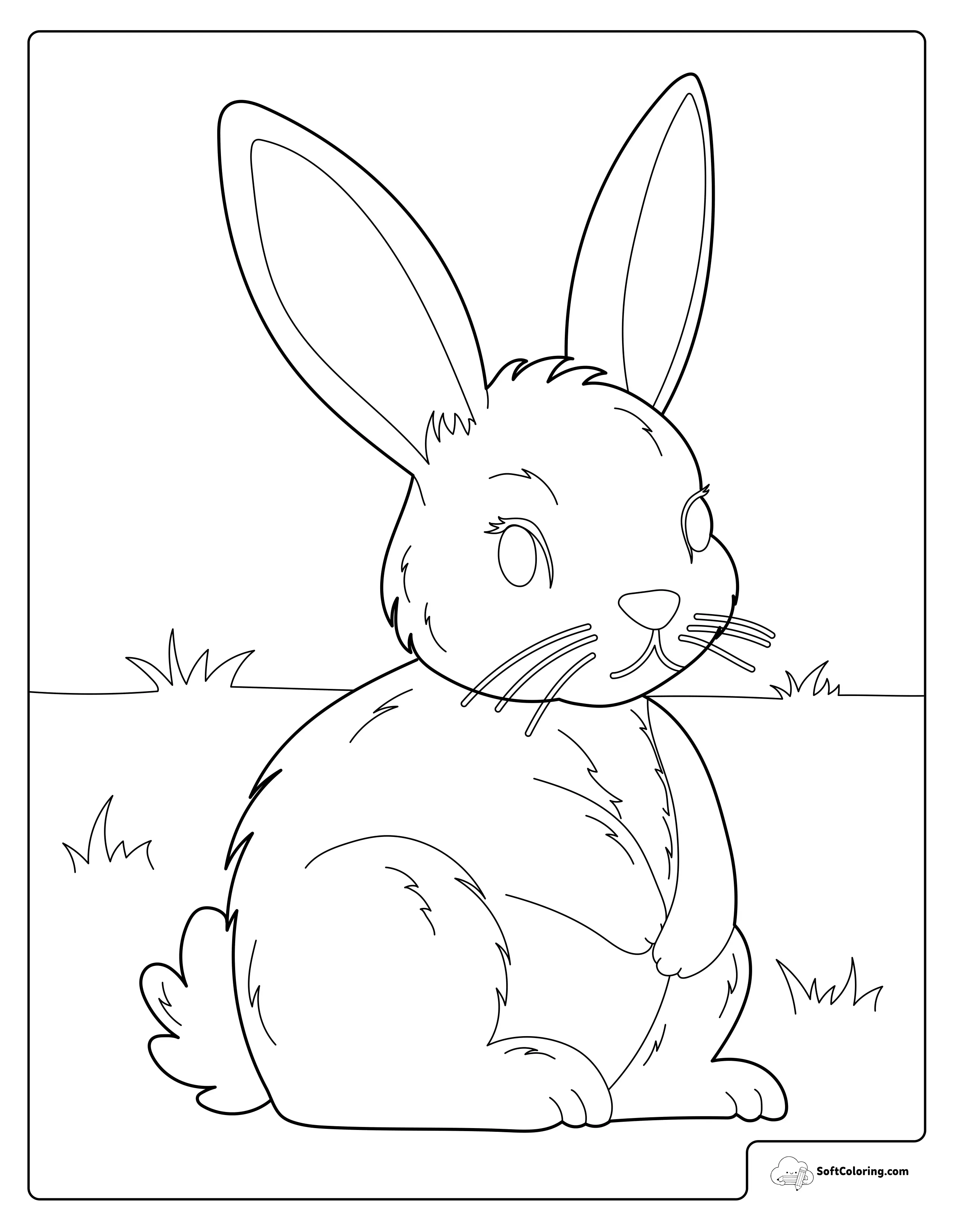 Curious Bunny In Meadow Coloring Page
