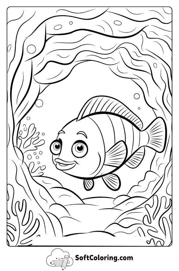 Curious Fish Exploring a Coral Cave