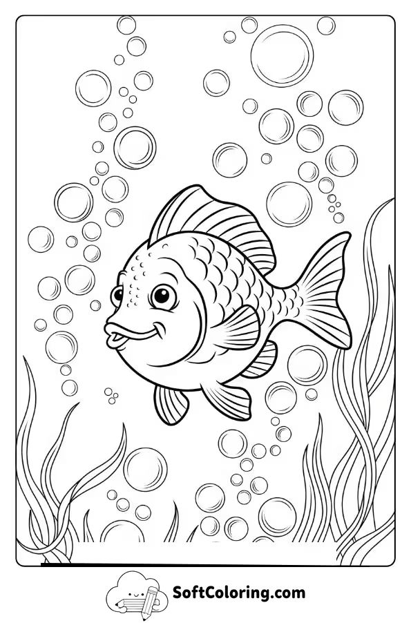 Curious Fish Playing Near Bubble Streams