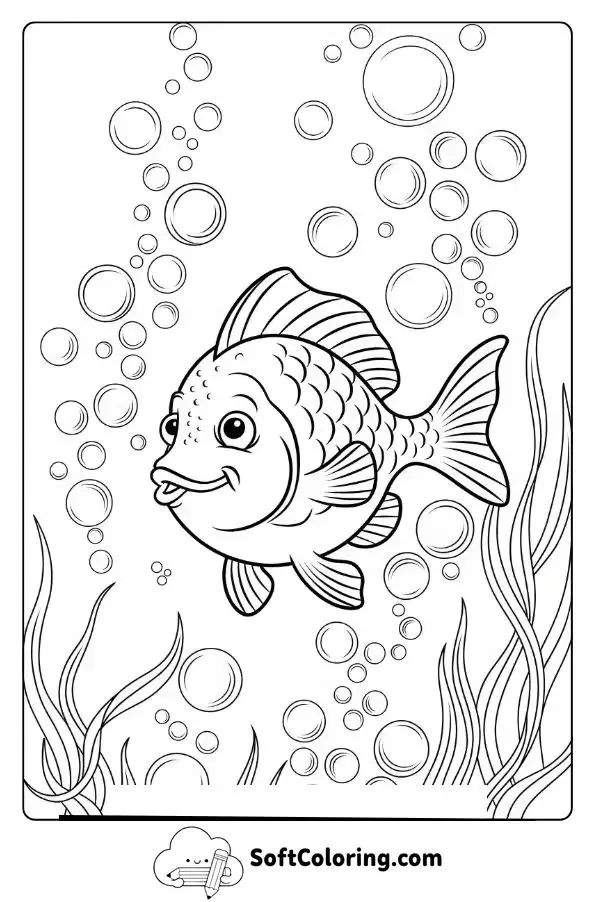 Curious Fish Playing Near Bubble Streams