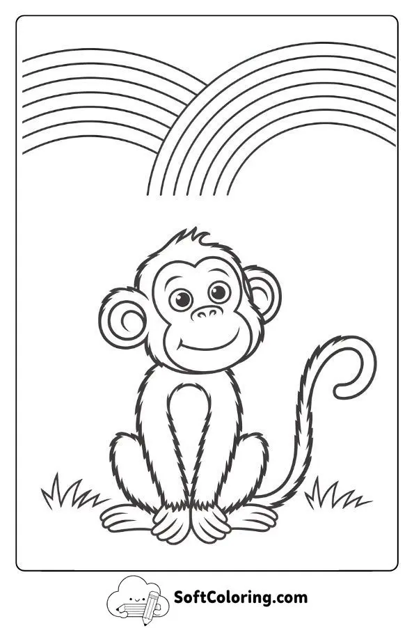 Curious Monkey Watching A Rainbow