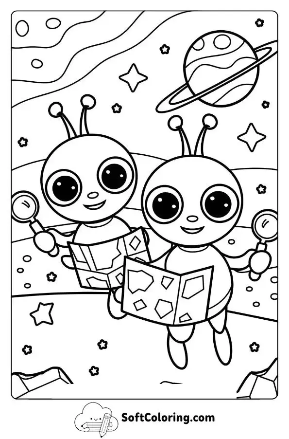 Cute Aliens Exploring Outer Space