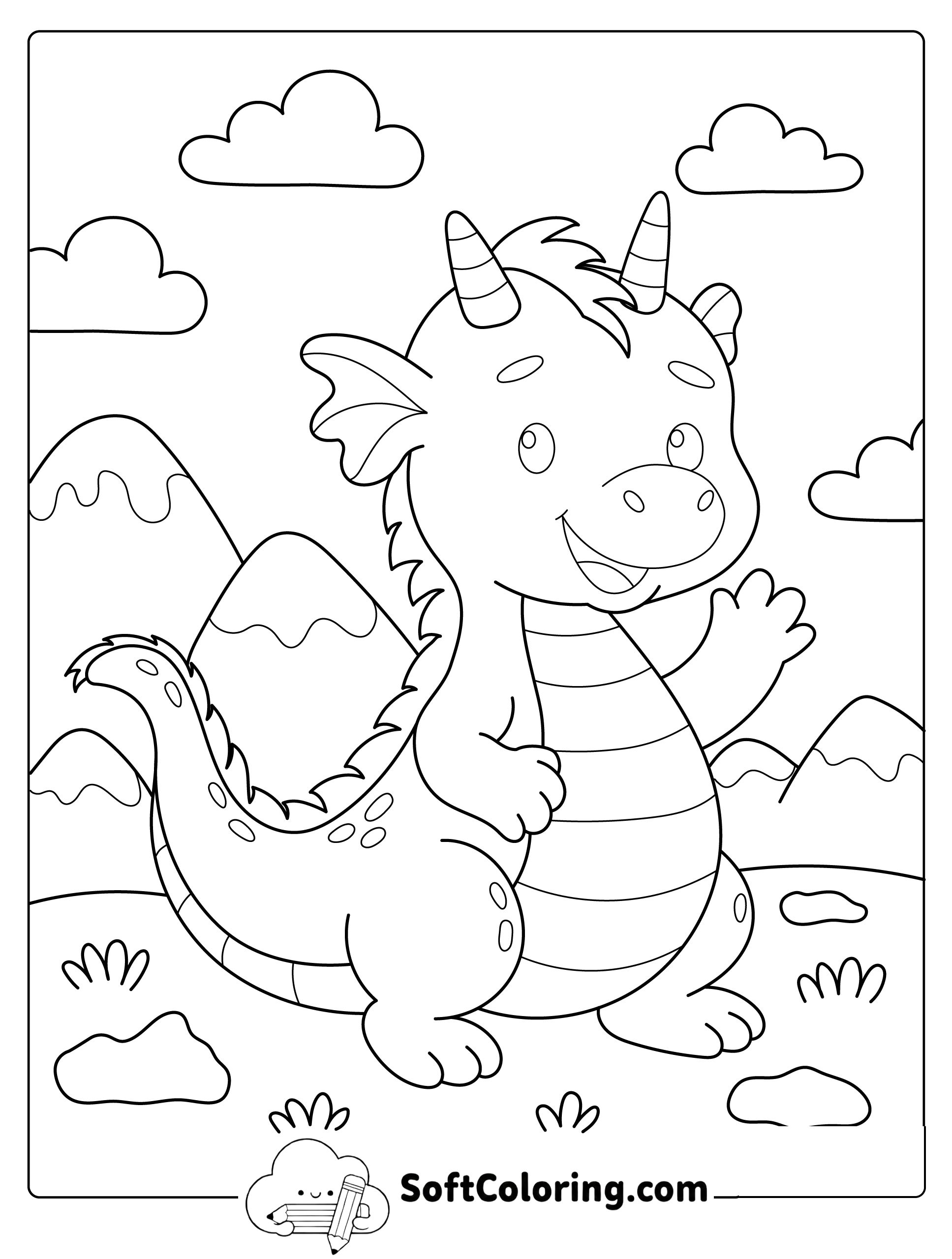 Cute Baby Dragon Coloring Page