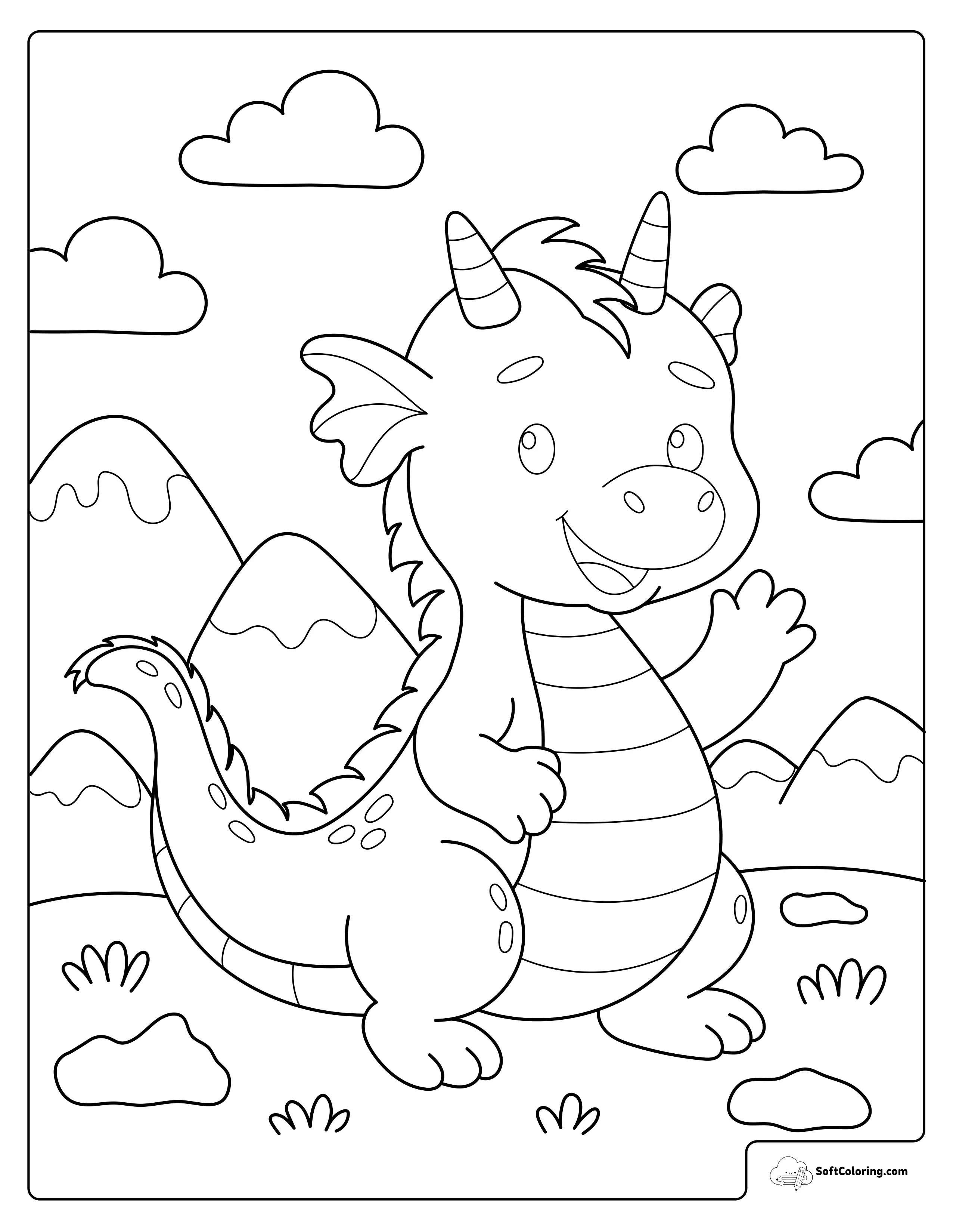 Cute Baby Dragon Coloring Page