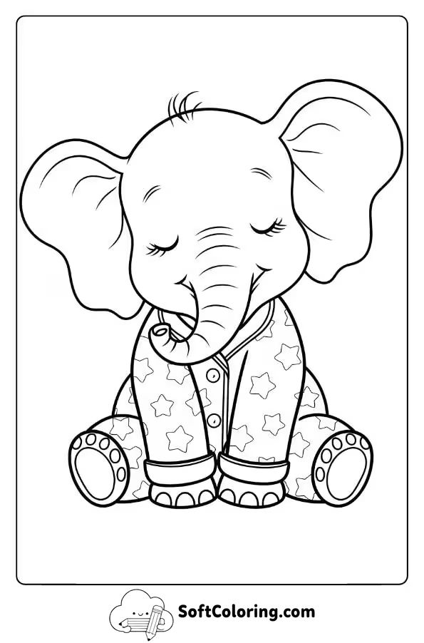 Cute Baby Elephant In Pajamas