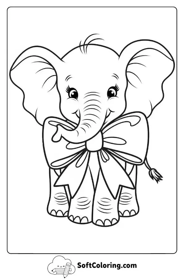 Cute Baby Elephant With A Bow