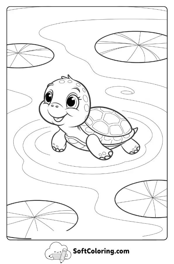 Cute Baby Turtle in a Lagoon