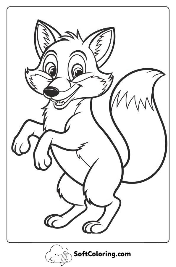 Cute Cartoon Fox with a Playful Pose