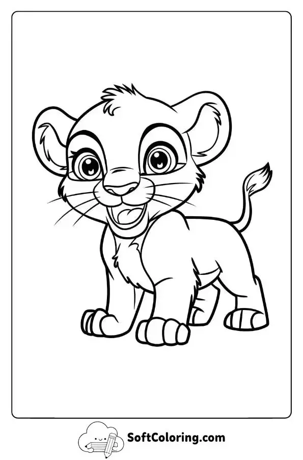 Cute Cartoon Lion Cub Ready For Adventure