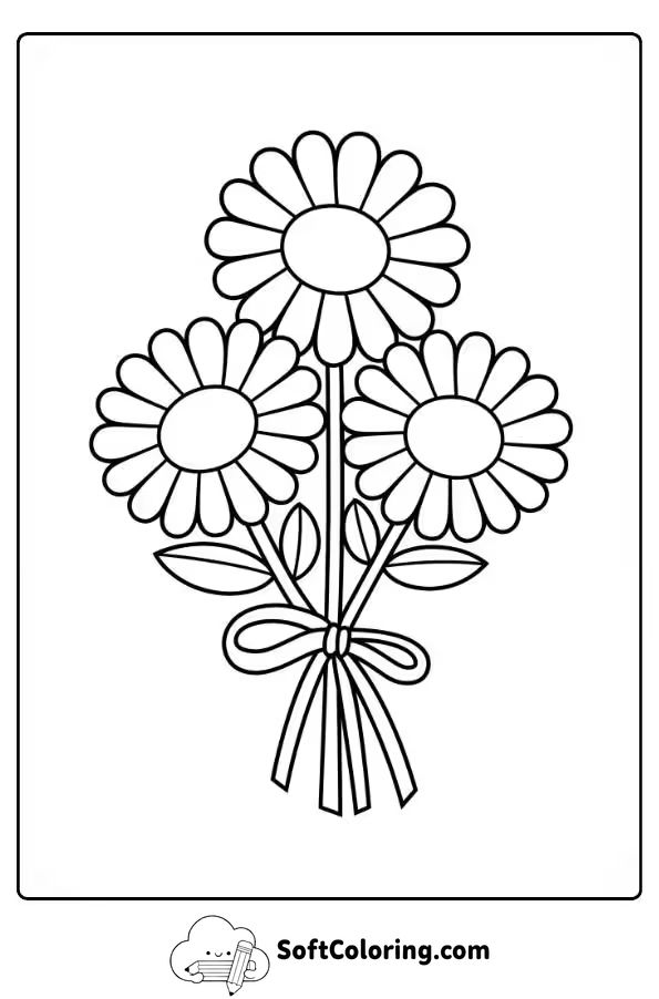 Cute Daisy Bouquet Coloring Page