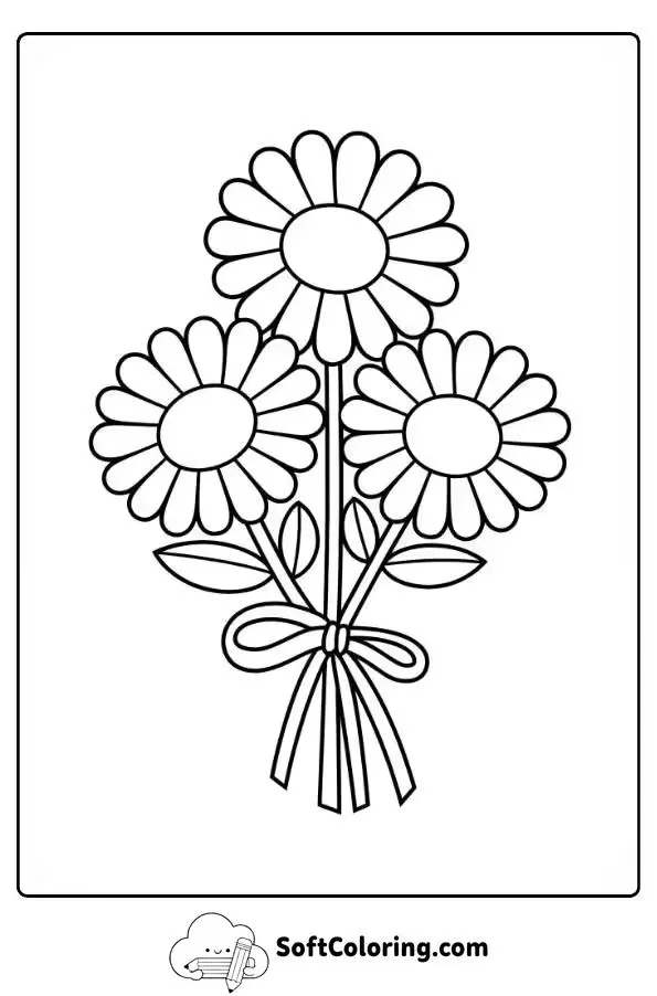 Cute Daisy Bouquet Coloring Page