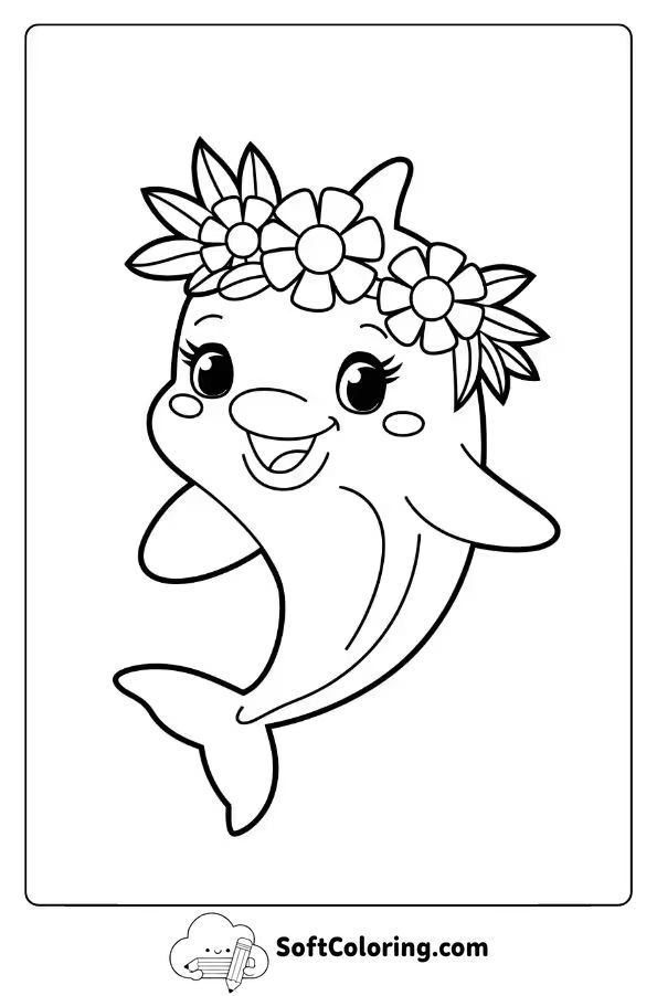 Cute Dolphin Wearing a Flower Crown