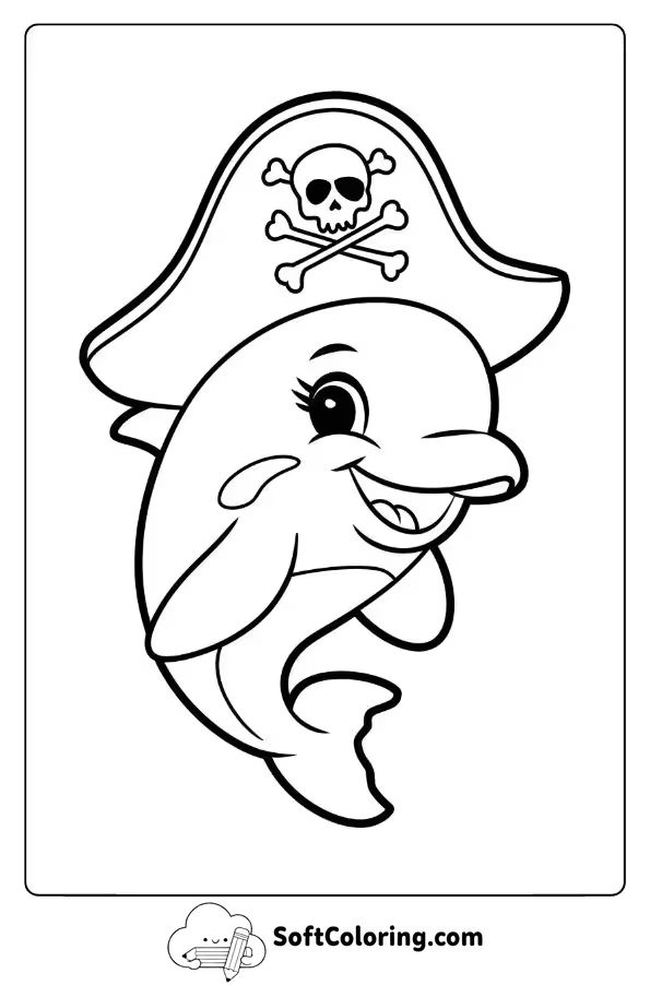Cute Dolphin with a Pirate Hat