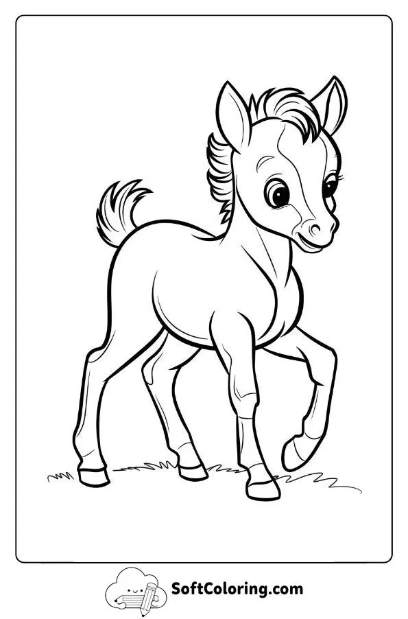 Cute Foal Taking Its First Steps