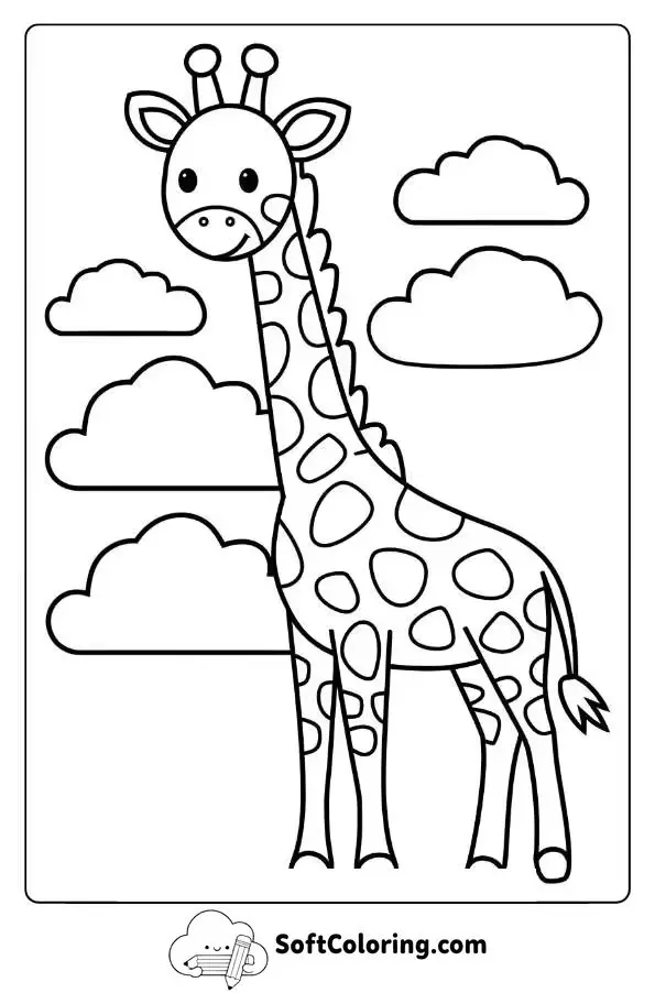Cute Giraffe Surrounded By Colorful Clouds