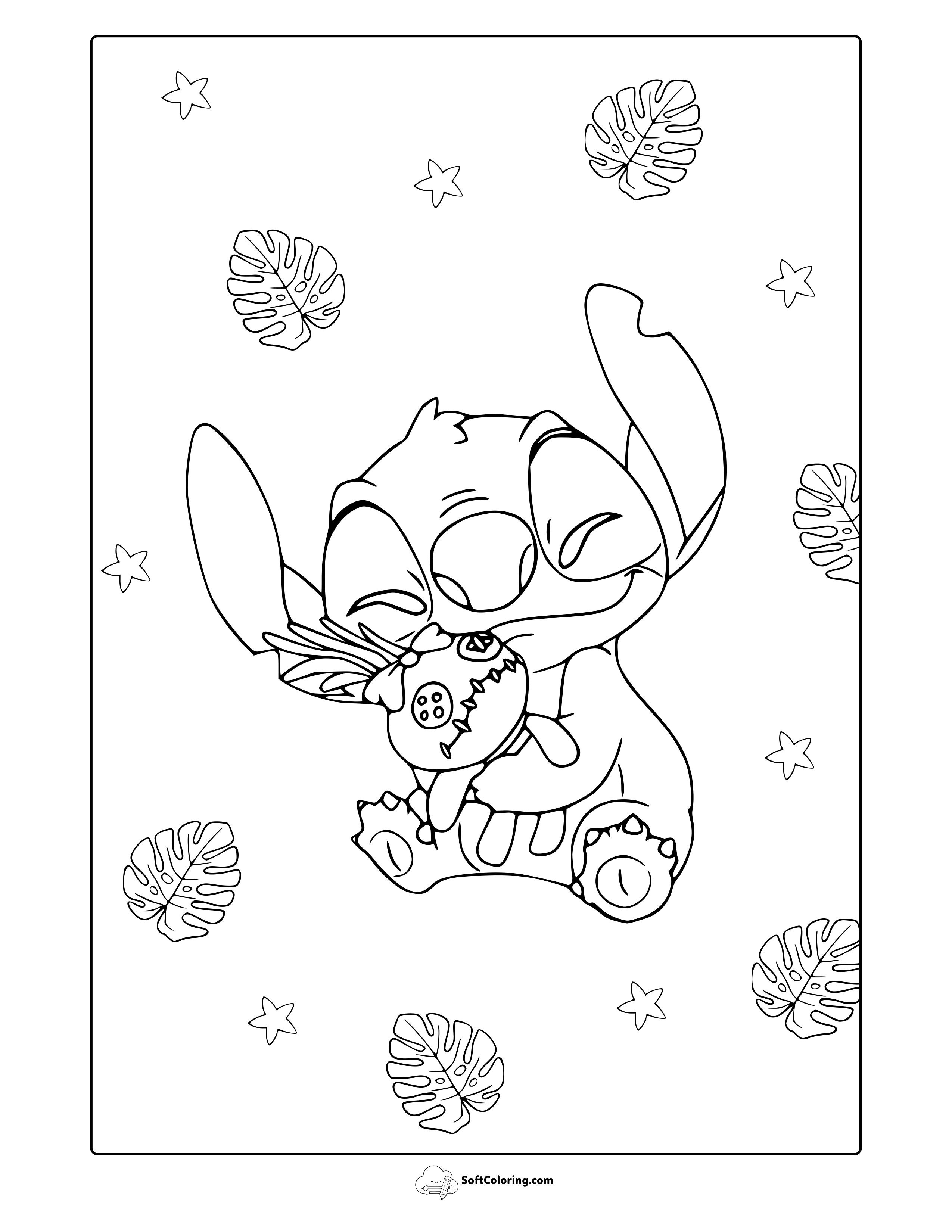 Cute Kawaii Stitch Coloring Page