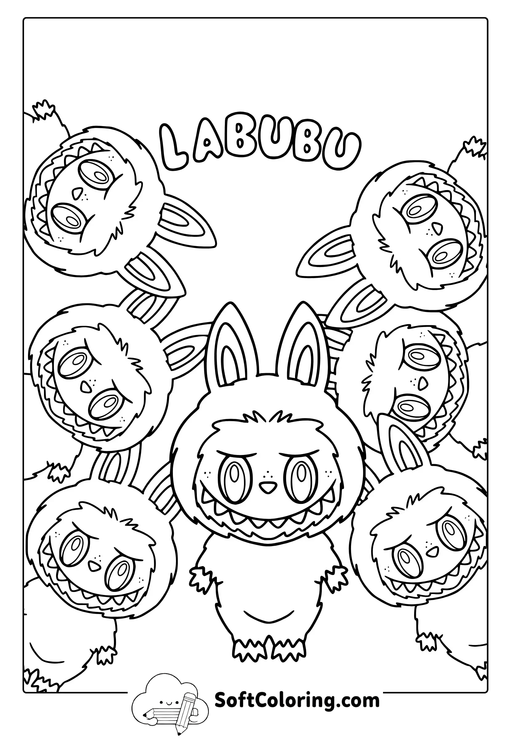 Cute Labubu Elves Coloring Page