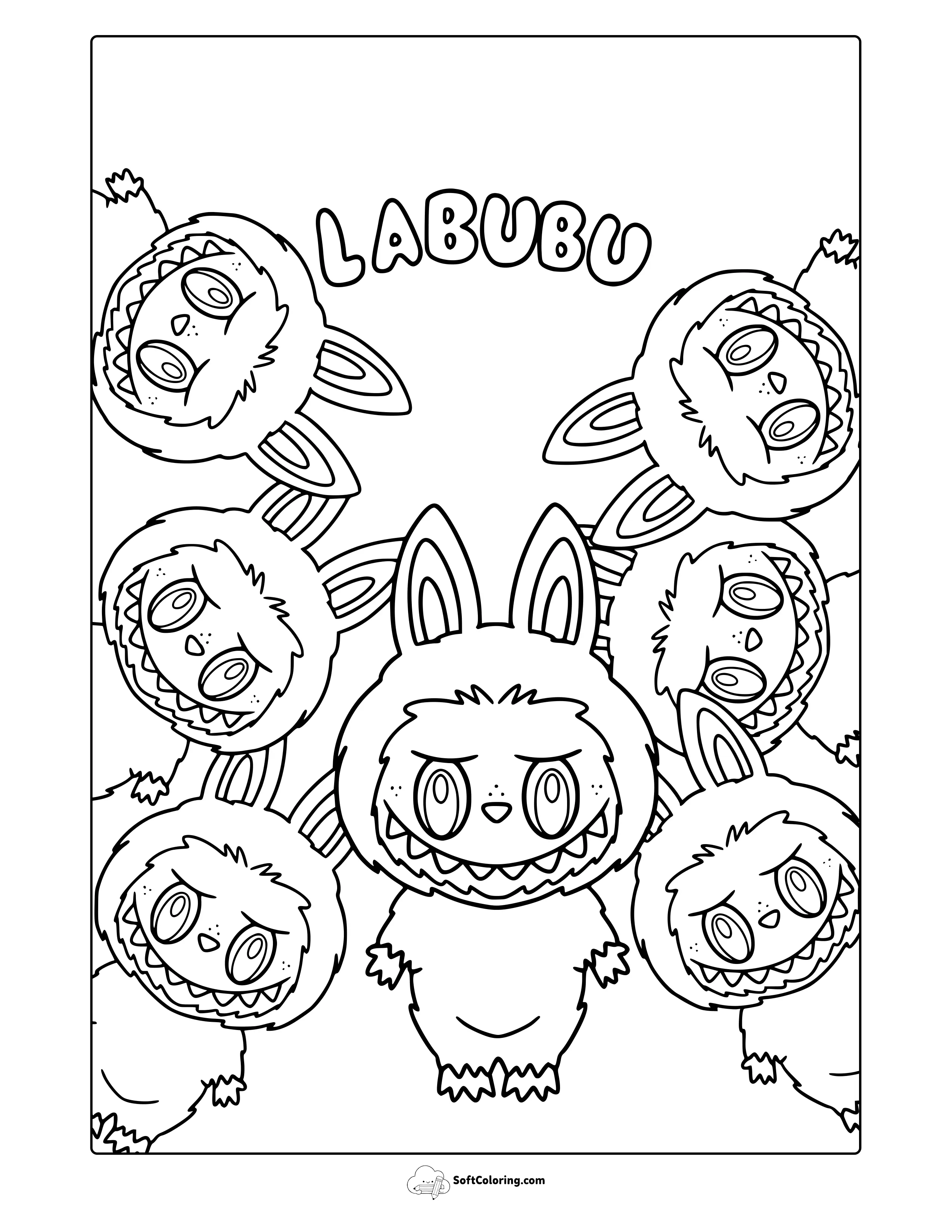 Cute Labubu Elves Coloring Page