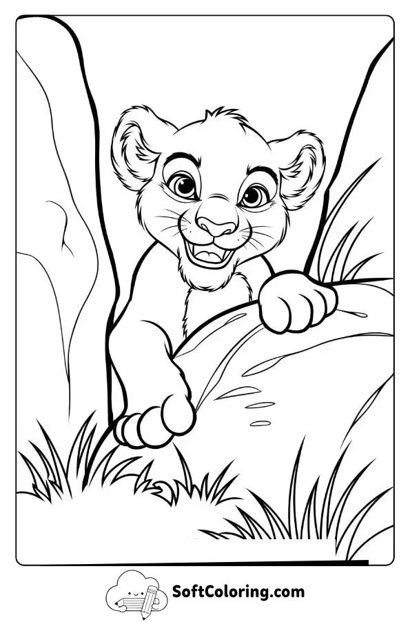 Cute Lion Cub Playing Hide And Seek