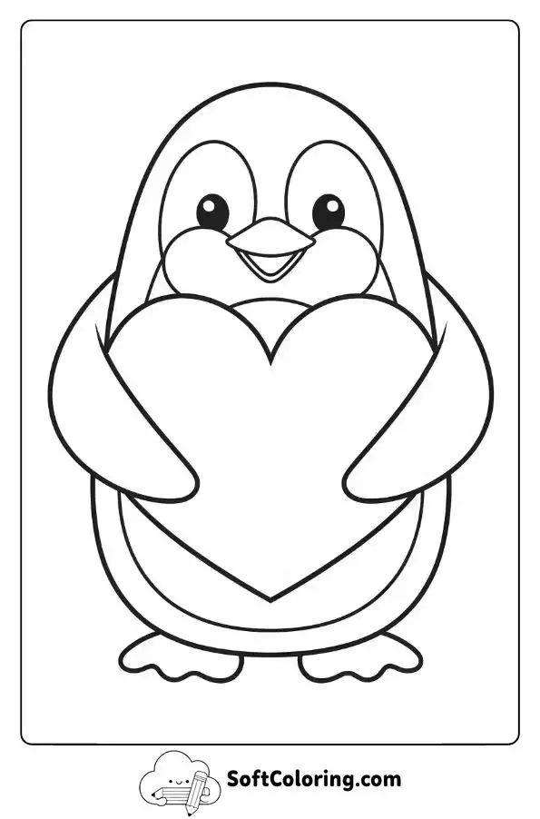 Cute Penguin Holding A Valentine Heart