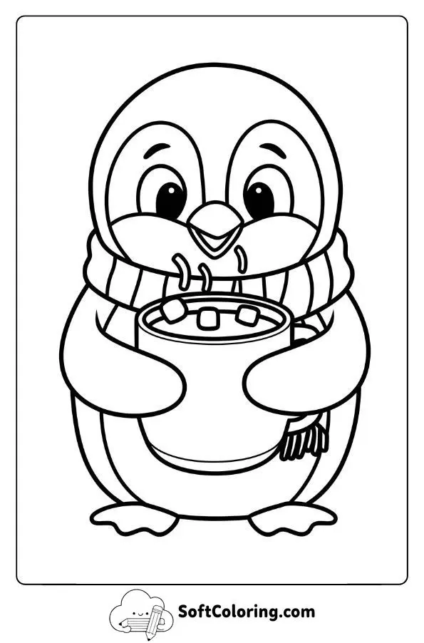 Cute Penguin With Hot Chocolate