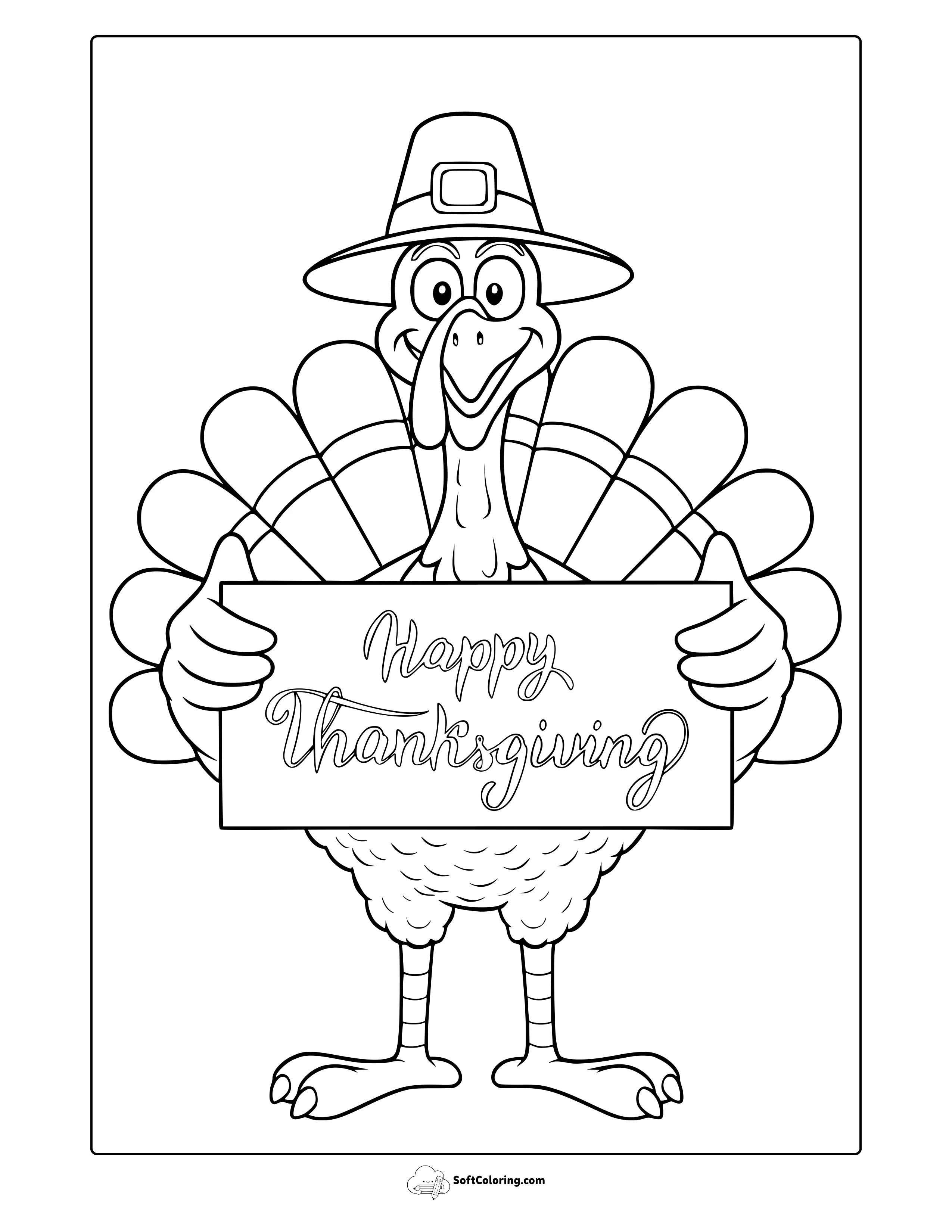 Cute Thanksgiving Turkey Coloring Page