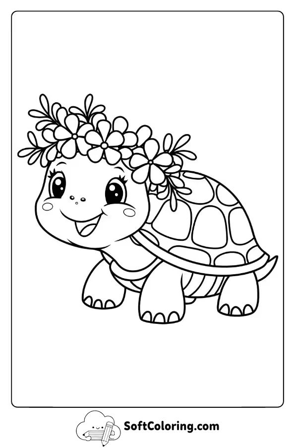 Cute Turtle Wearing a Flower Crown