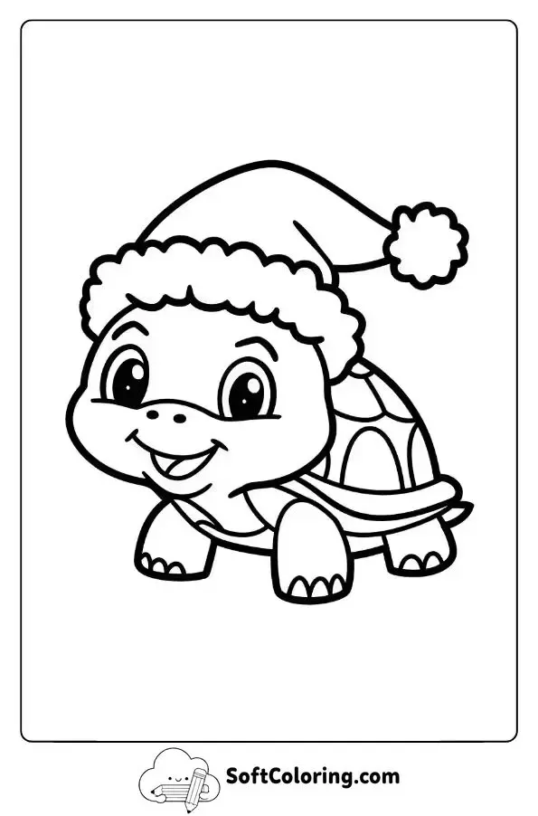 Cute Turtle Wearing A Holiday Hat