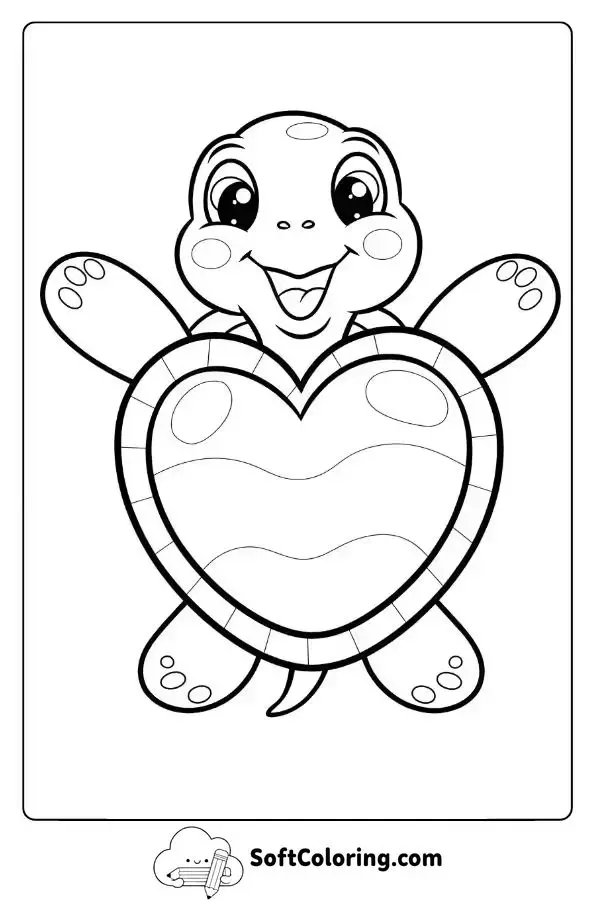 Cute Turtle With A Big Heart Shell