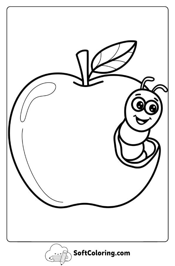 Cute Worm Peeking Out of a Big Red Apple