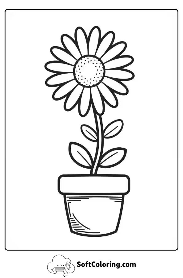 Daisy in a Flower Pot Coloring Page