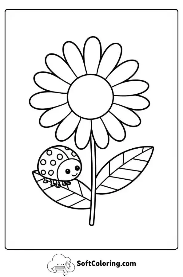Daisy With Ladybug Coloring Page