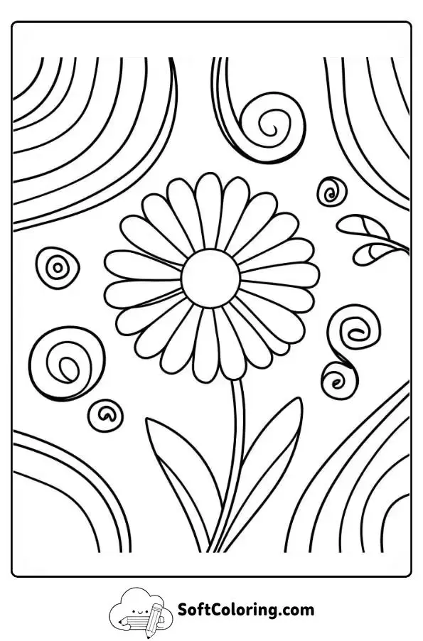 Daisy With Swirls And Patterns Coloring Page