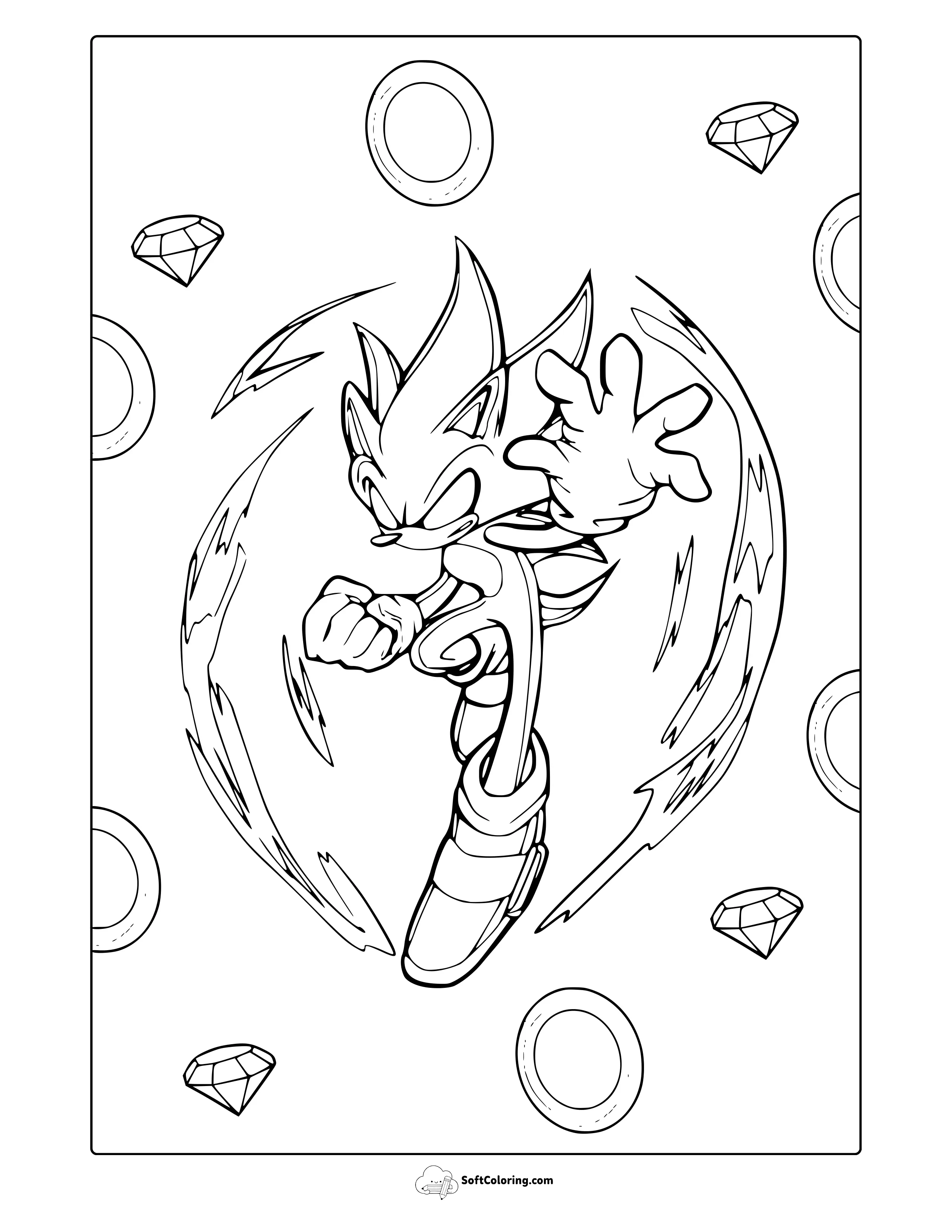 Dark Sonic Coloring Page