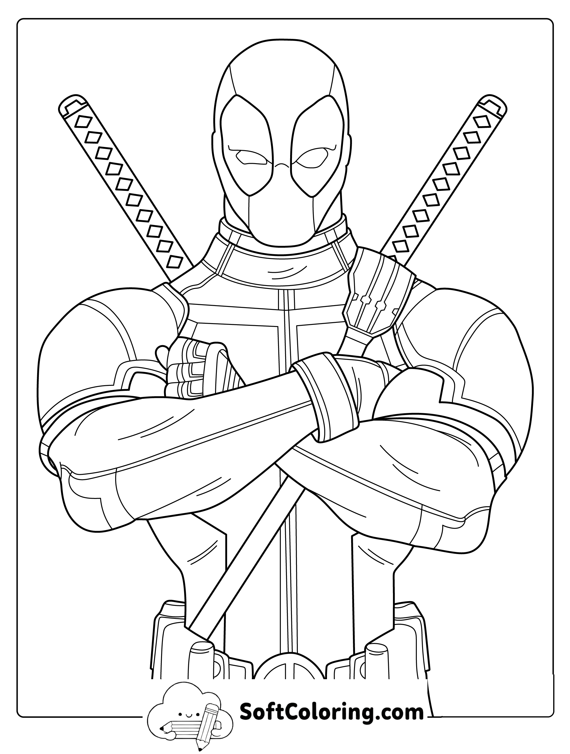 Deadpool Dual Blades Coloring Page