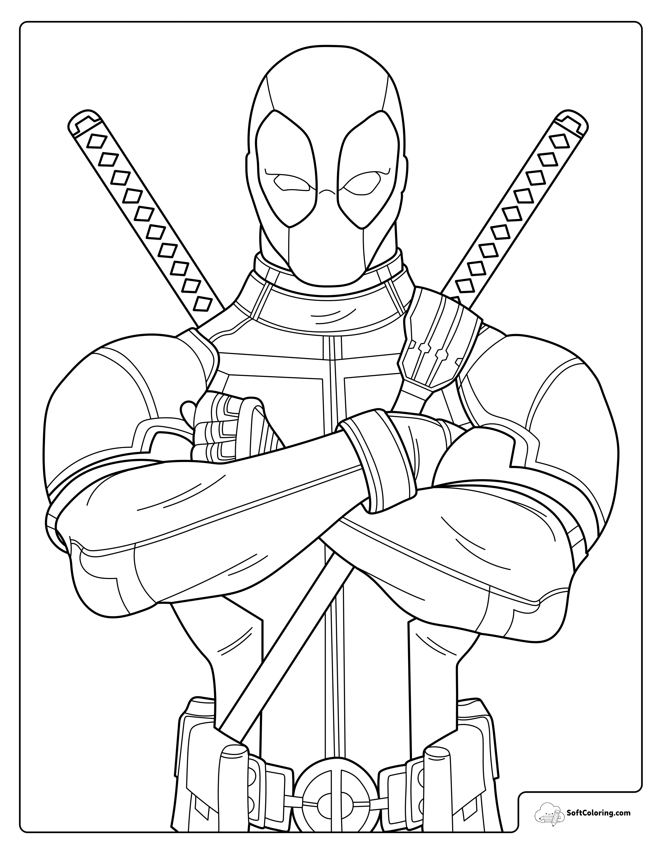 Deadpool Dual Blades Coloring Page