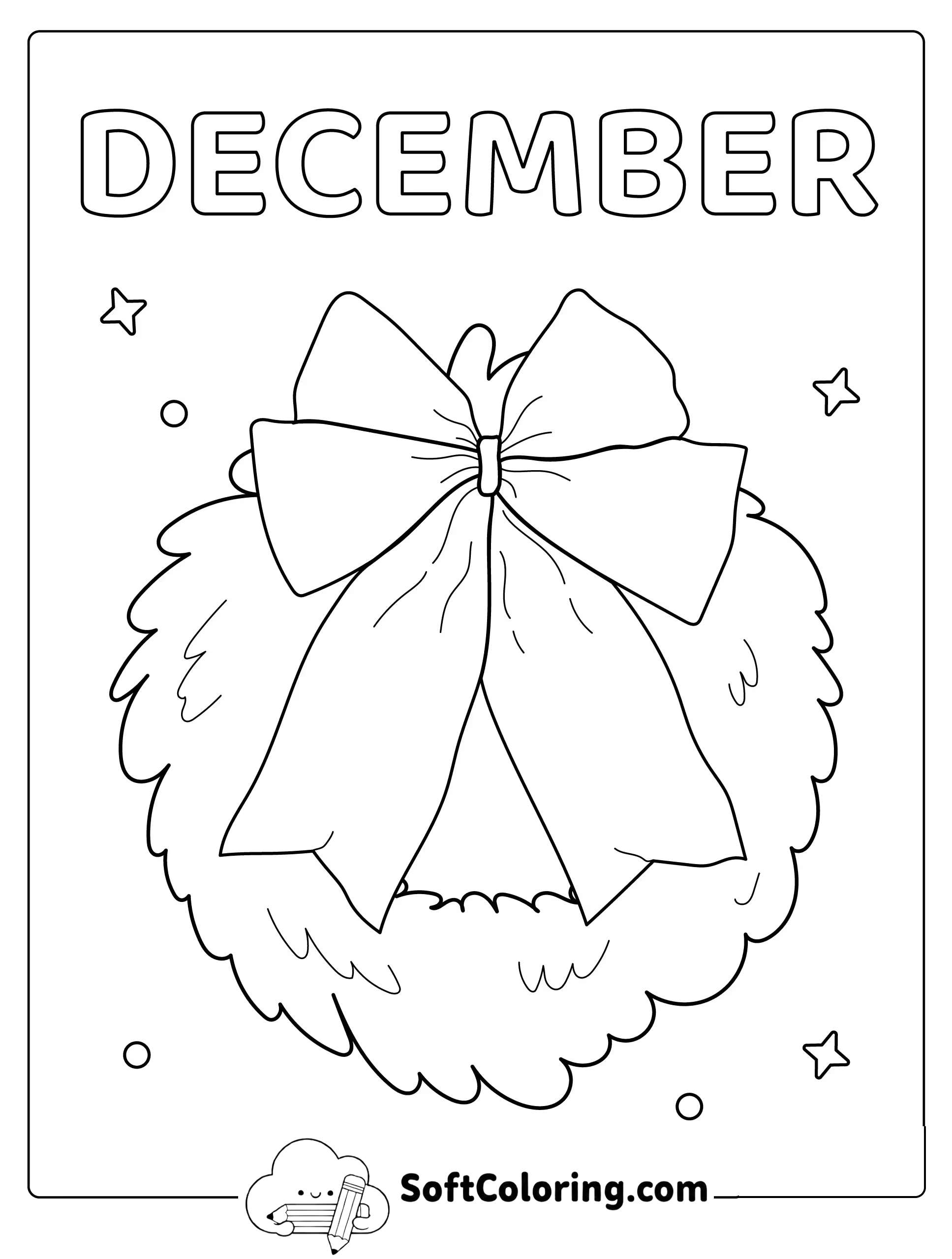 December Wreath Coloring Page