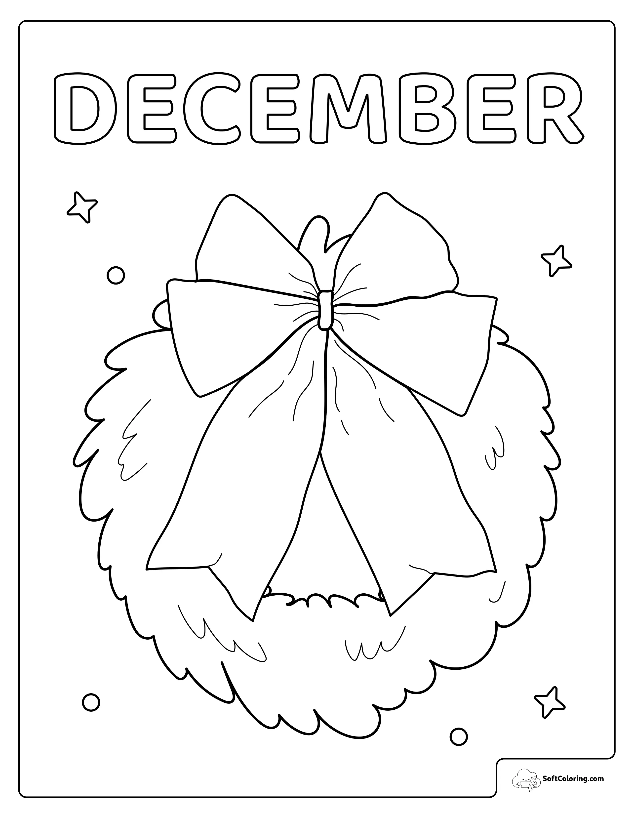 December Wreath Coloring Page