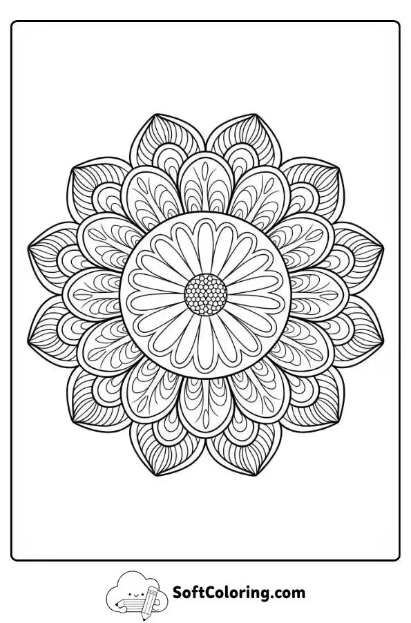 Detailed Daisy Flower Mandala Coloring Page
